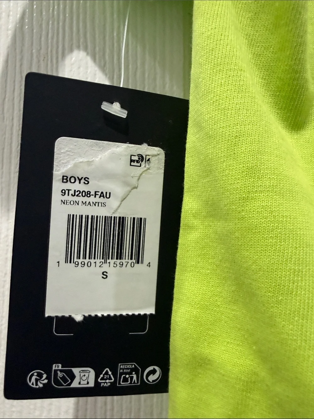 Converse Lime Green Tee with Teal Shoulder Stripes